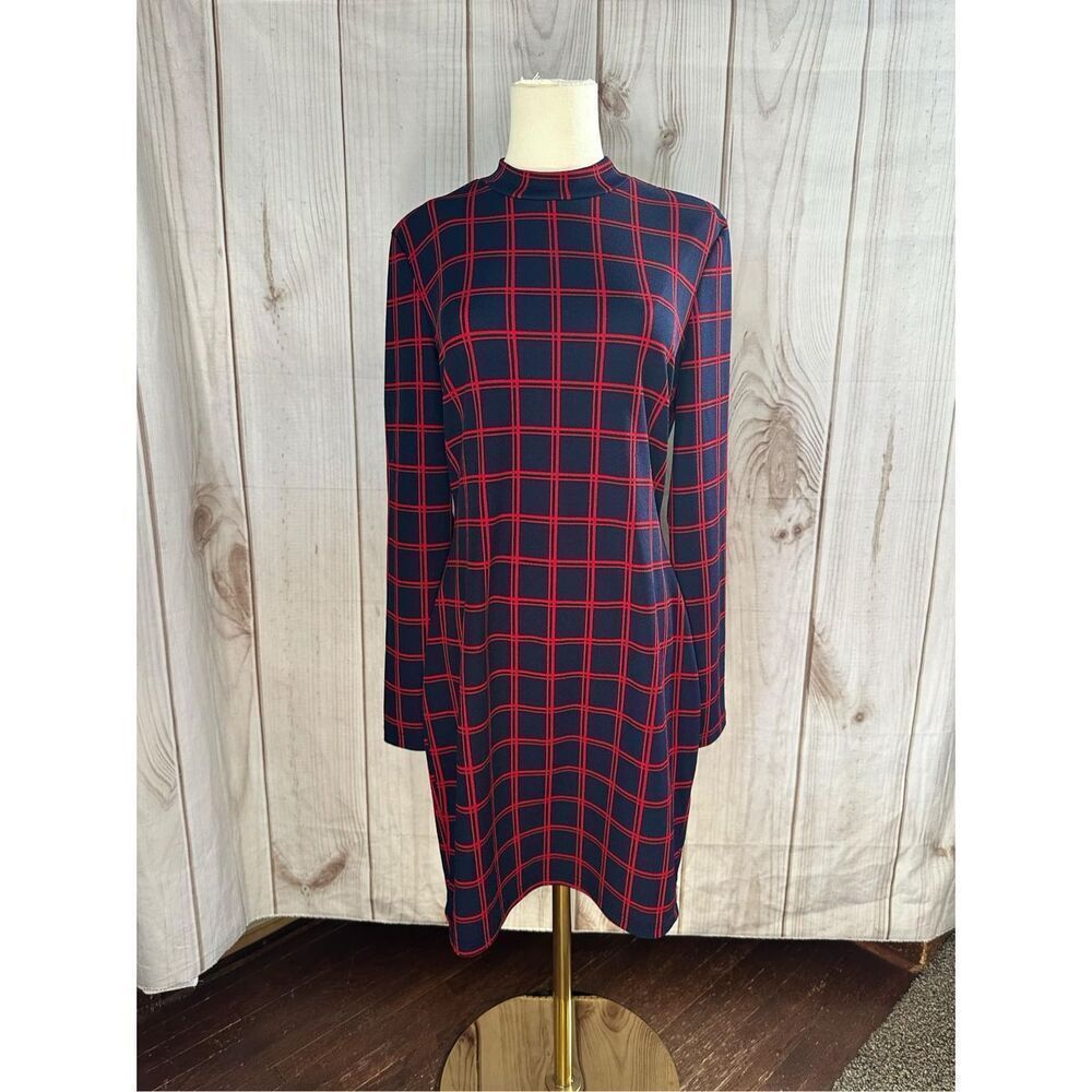 SHEIN high neck long sleeve bodycon plaid dress